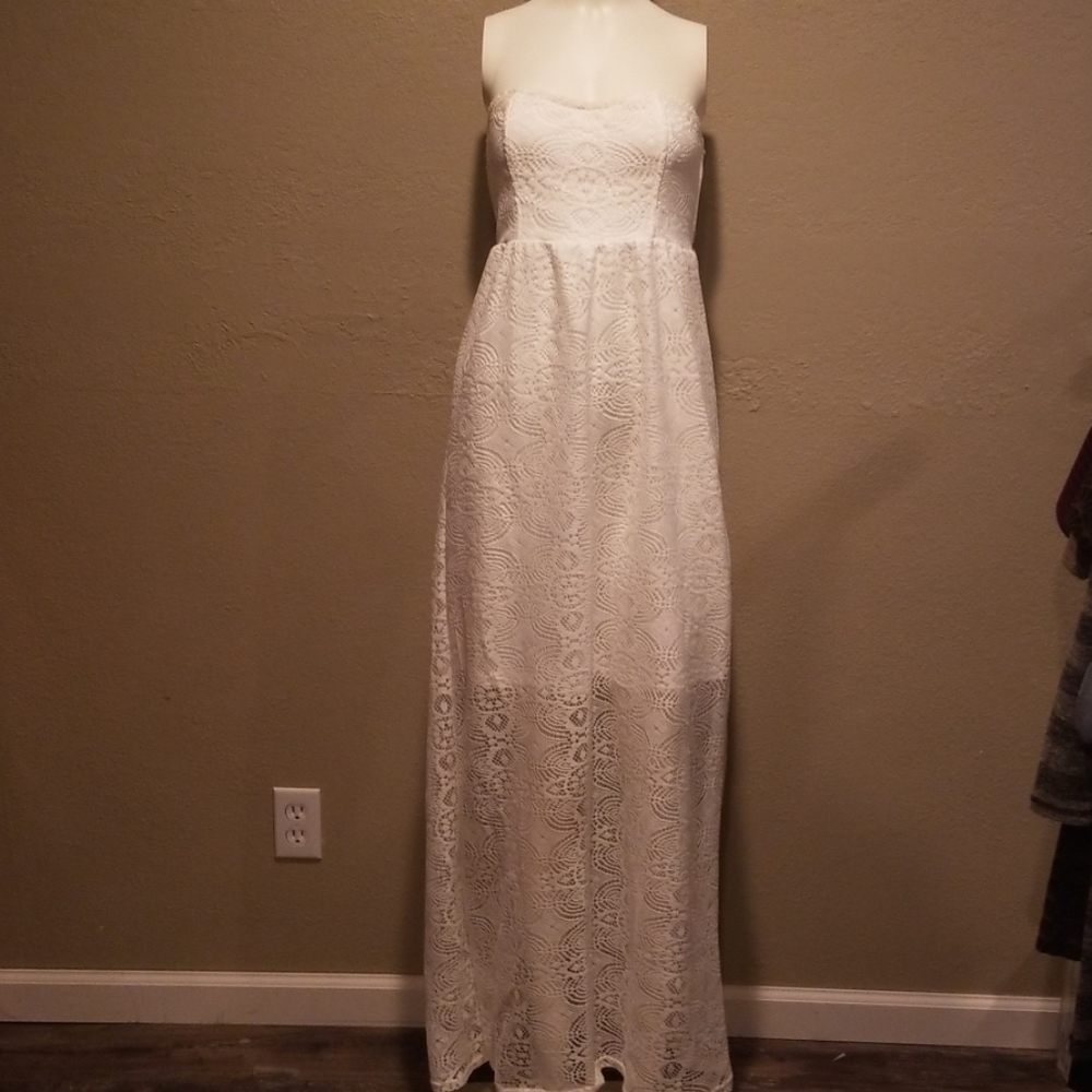 Boho white lace dress